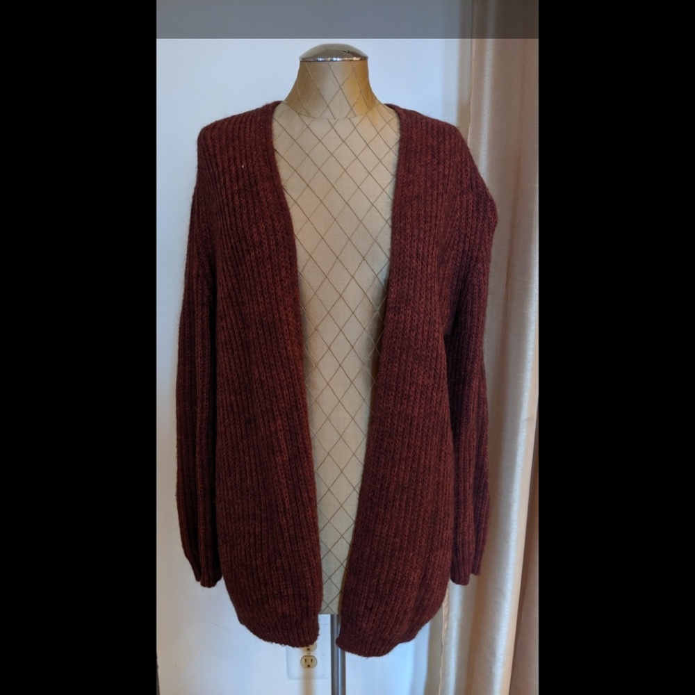 H&M Burgundy Open-Front Cardigan